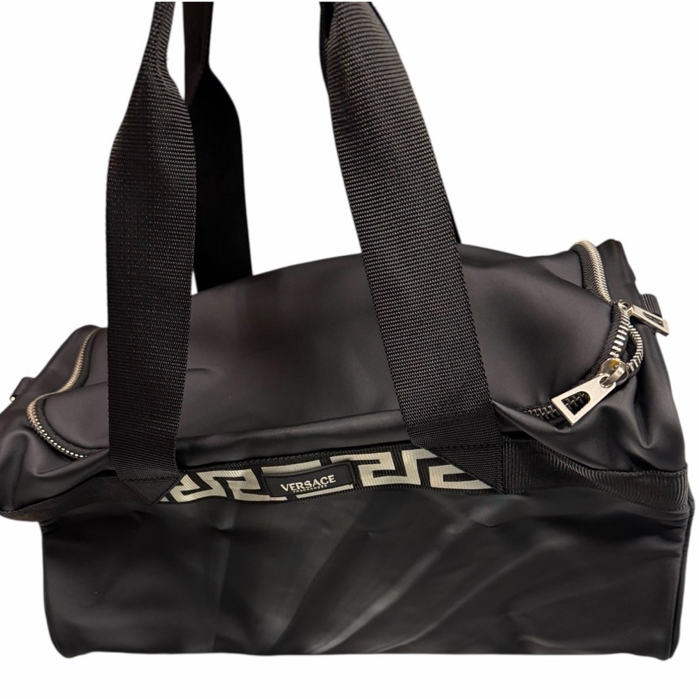 Versace Black and Silver Duffel Bag